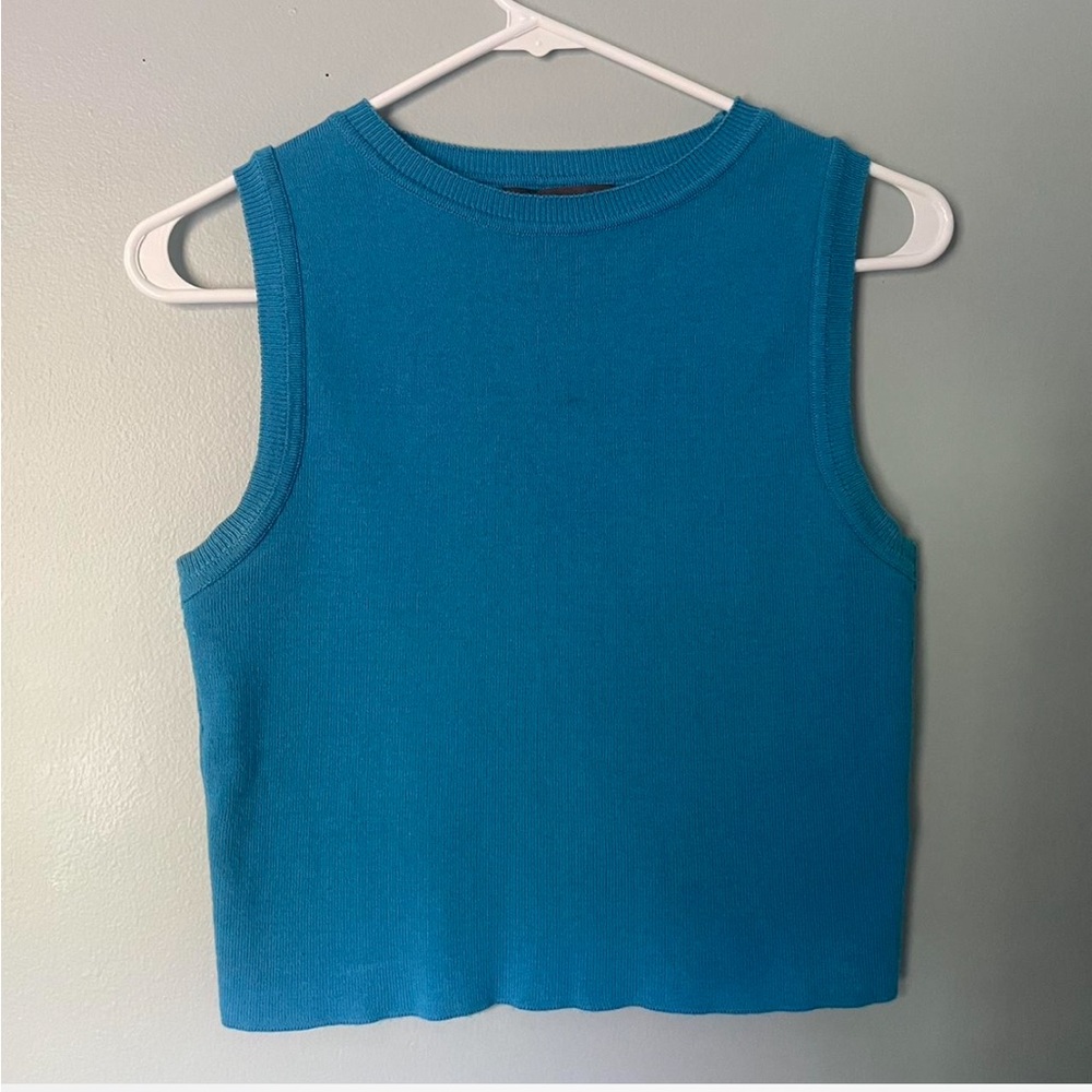 Primark Blue Ribbed Sleeveless Tank Top